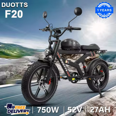DUOTTS F20 Electric Bike 750W Motor 52V27AH Lithium battery E Bike Hydraulic Disc Brakes 20*4 Inch F