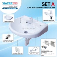 WATERTEC Plastic Wash Basin Ecowash102 Full Set Bathroom Sink Washbasin White Toilet White Singki Pu