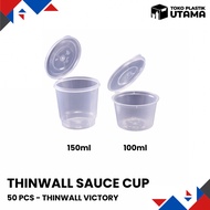 Sauce Cup Chili Sauce Victory Thinwall Clip Plastic Container 100ml 150ml