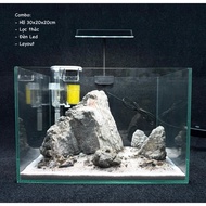 Aquarium Combo 30x20x20cm (length, wide, height) with full accessories