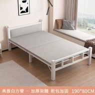 ONE - 睡床 鐵藝傢具 摺疊床 移動床 休閑床【特價薄鐵款】方管+靠背軟包+海棉墊190x80cm