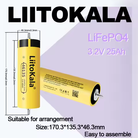 4-32PCS LiitoKala 3.2V 25Ah high capacity Deep cycle Lifepo4 Battery for 12v 24v36V 48V 25Ah LiFePO4