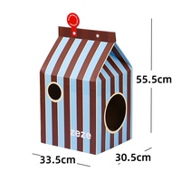 ZEZE Cat House Milk Box Cat Scratching Board Corrugated Paper Foldable Claw Grinding Cat Nest Sleepi