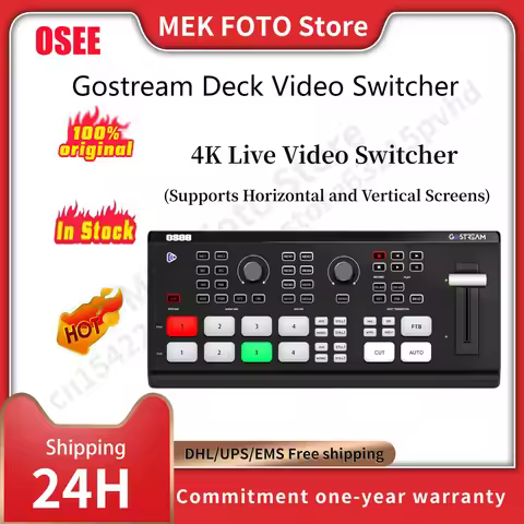 OSEE Gostream Deck 4K Live Video Switcher 4ch HDMI-compatible For Streaming Recording Supports Horiz