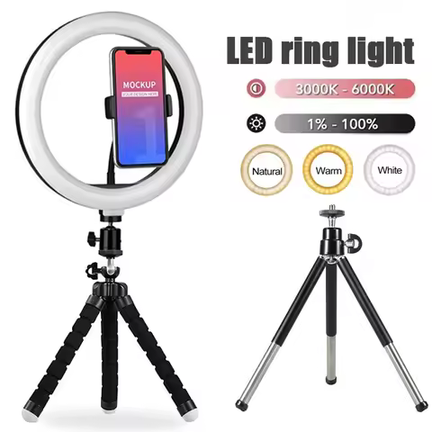 16/26/33CM LED Ring Light Photographic Selfie Ring Light With Flexible Tripod Holder For Live Video 