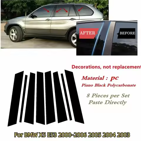For BMW E46 E84 X5 E53 X5 E70 X6M E71 E72 Gloss Black Pillar Posts Door Side Decorative Window Trim 