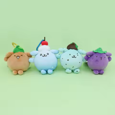 Sanrio Pompompurin Fruit Series Plush Keychain Cute Soda & Pudding Dog Themed Soft Stuffed Pendant