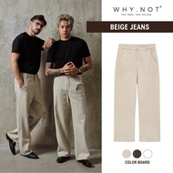 WHY NOT Men's Straight Leg Khaki Pants Beige - BEIGE KAKI JEANS WHY.NOT - Men's Wide Leg JEANS