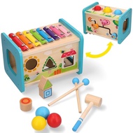 【Direct from Japan】Smiim [Material and Paint Safety Inspected] Educational Toys, Toys, Birthday Presents, Shape Sorters, Stacking Blocks, Montessori, 1 year old, 2 years old, 3 years old, 4 years old, 5 years old, Babies, Musical Instruments, Hammer Toys,