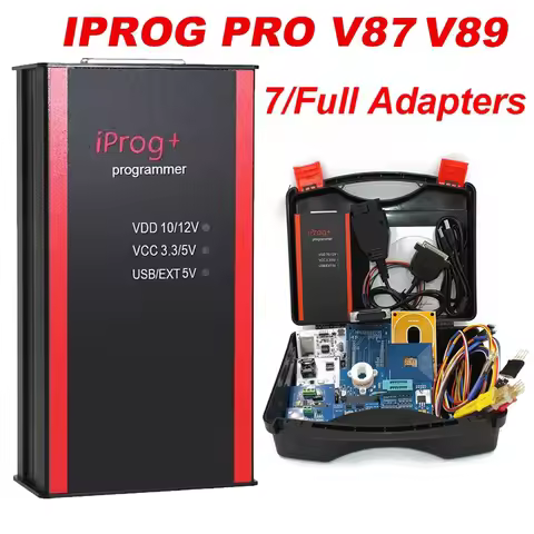 2025 Iprog Pro Full V87 V89 with 7/11 Adapters Support Eeprom IMMO/KM/Radio/Airbag Reset Dashboard I