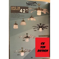 ELMARK 42 Inch UFO38 GM Ceiling Fan With 8 Arcylic Blades And 3 Speeds Remote Control