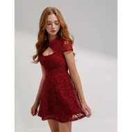 AIR SPACE Front Cutout Lace Mini Cheongsam Dress