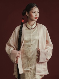 (JUN) CNY Blazer 2026 เสื้อเบลเซอร์ พื้นสีชมพูลายสีขาว รุ่น UMA