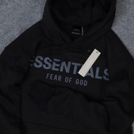🍏  【เตรียมจัดส่ง】 SWEATER HOODIE ESSENTIALS HYPEBEAST PREMIUM AUTHENTIC FULL TAG & LABEL - BLACK นุ่