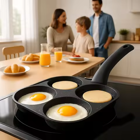 Egg Frying Pan Nonstick Pancake Pans 4-Cups Cookware Pancake Pan Egg Pan Suitable for Gas Stove Indu