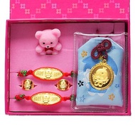 【童樂繪金飾】娃娃天使 黃金御守 平安健康禮盒5件組 重0.2錢