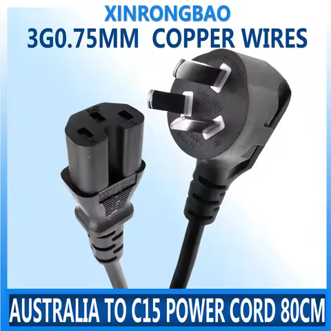 Chinese Rice Cooker 3-Pin CCC Power Cord with IEC C15 Plug, 80cm Australia to C15 Power Cord, 250VAC