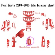 สำหรับฟอร์ดเฟียสต้า2009-2015ตรงกลางภายในแผงควบคุมที่จับประตูสติ๊กเกอร์สติกเกอร์คาร์บอนไฟเบอร์แต่งรถอุปกรณ์เสริม