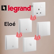 White - LEGRAND ELOE 13A SWITCH SOCKET OUTLET & ALL SWITCHES, 1 / 2 / 3 / 4 GANG, 20A NEON, BELL, RJ