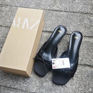 ZARAˉ ใหม่เกาหลี2024ฤดูร้อนรองเท้าผู้หญิงใหม่อารมณ์ระเบิดโบว์ Fishmouth หัวสี่เหลี่ยมรองเท้ารองเท้าย