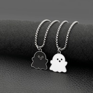 Women Creative Fashion Black and White Ghost Necklace / Cute  Ghost CoupleSimple Charm Necklaces / E