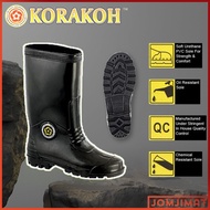 Korakoh 6000 Black Safety Boots Waterproof Rubber Shoes / Kasut Air Getah / Kasut Boots Hitam / Kasut Hujan 黑色 雨鞋 水鞋