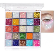 DAGEDA Palet Glitter Badan 25 Warna, Gel Glitter Rambut Wajah dengan Kilauan Holografik, Glitter Mat