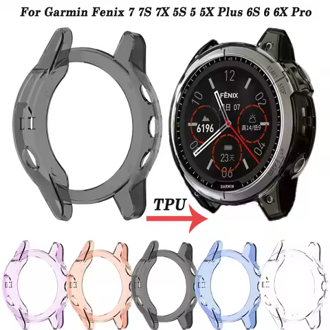 Soft TPU Case For Garmin Fenix 7 7S 7X 5S 5 5X Plus 6S 6 6X Pro Smart Watch Protector Frame Clear TP