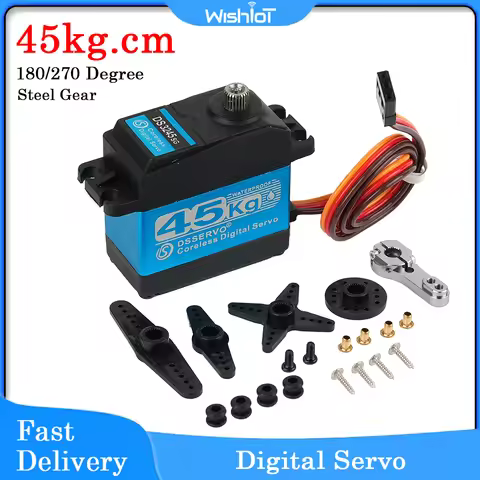 45kg.cm Coreless Digital Servo Metal Motor 7.4V 180°/270° Waterproof IP66 with 25T Servo Arm for RC 