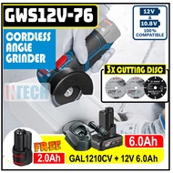 BOSCH GWS12-76V-EC CORDLESS GRINDER + 1x GAL1210CV CHARGER + 1x GBA12V 6.0AH + FOC 1X 12V 2.0 AH BAT