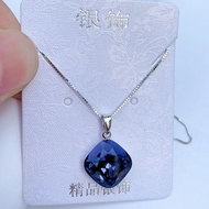 Ds925 Sterling Silver Moonstone Crystal Necklace Female Clavicle Chain Simple Pendant Jewelry Birthd