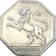 34mm Retro Craft Brass Lion Octagonal Collection Play Coin