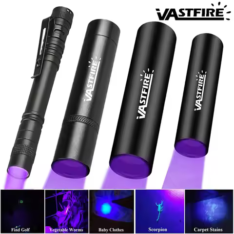 Mini UV Flashlight 365nm 395nm Ultraviolet Torches Portable USB Rechargeable Violet Light Pet Urine 