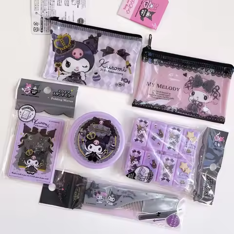 Anime Sanrio Kuromi 50th HelloKitty My Melody Series Storage Comb Case Hanging Ornament Pouch Kawaii
