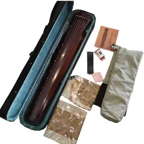 Professional 7-String Guqin Handmade Ancient Chinese Zither Instrument Aged Spruce Wood with Hard Ca