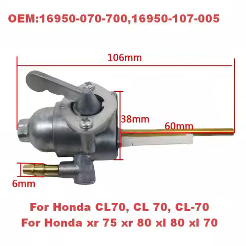 Gas Tank Fuel Petcock Switch Valve Compatible with Honda XL175 XL 175 1975-1976/XL80S XL 80 S 1980/X