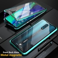 OPPO Reno 3 A91 Reno2 Z A9 A5 2020 Reno 10x Zoom R17 Pro Front Back Tempered Glass Magnetic Metal Case