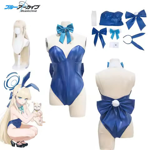Blue Archive Cosplay Asuma Toki Costume Wig Bunny Women Jumpsuit Cute Rabbit Ears Halloween Party Bo