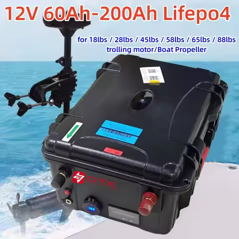 GTK Lifepo4 12V 60Ah 80Ah 100Ah 120Ah 150Ah 200Ah Lithium Battery For 18lbs-88lbs Thruster Boat Prop