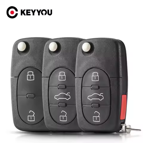 KEYYOU NEW For Audi A2 A3 A4 A6 A8 B5 RS4 TT 1994-2004 Quattro Flip Car Key Shell Case Cover CR1620/