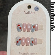 Press on nails handmade Pure Hand-Painted Koi Water Ripple Cat's Eye Whitening Pure Hand-Weared nail