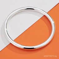 Halo Closed Mirror Bracelet Glossy Solid Simple999.9Women's Elegant Bracelet Large Size Pure Silver 