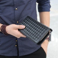 （Layor wallet）  woven wallet long zipper wallet simply life use casual men standard pu leather