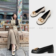 Women's shoes CnK women's doll shoes with 2cm high sole, round toe, luxurious gold chain, Fullbox pr