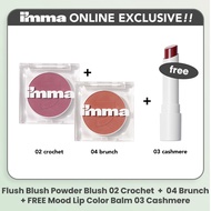 I'mma Online Exclusive -I'mma Flush Blush Powder Blush 02 Crochet + 04 Brunch + FREE I'mma Mood Lip