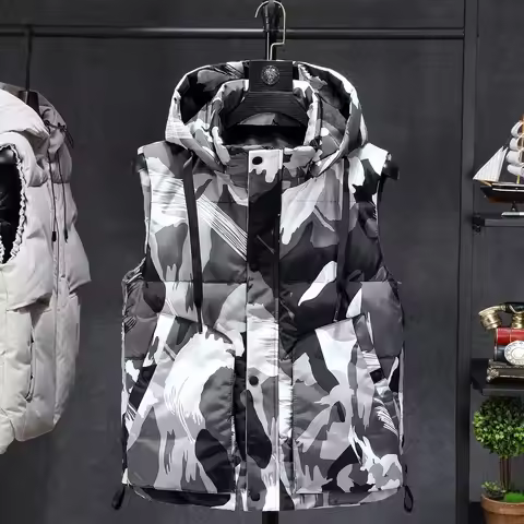 Winter Thick Vest Men 7XL Plus Size Vests Winter Padded Vests Male Fashion Casual Camouflage Sleevel