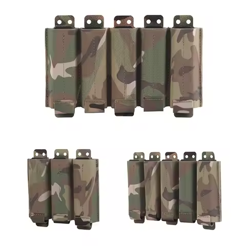 Multi-Purpose Triple/Quintuple Pistol Mag Pouch for 9mm .40S&W .357SIG .45ACP Plate Carrier Front Pa