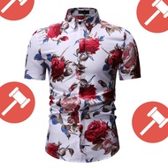 baju kemeja lelaki batik bunga flora kasual hawaii popular tt503er