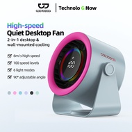 GOOJODOQ 2 in 1 Desktop High-speed Fan 100-speed Wind Adjustable Fan LED Digital Display Turbo Fan R