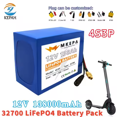 32700 Lifepo4 Battery Pack 12V 138000mAh｜4S3P Built-in 40A Balanced BMS for Electric Boat & UPS